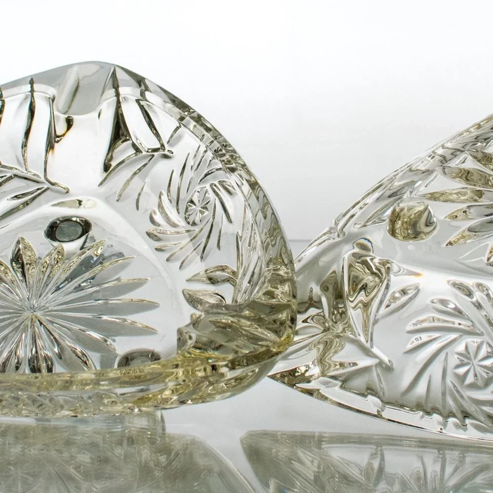 Pair of Mid-Century Modern Pressed Glass Footed Ashtrays - Picture 2 of 7